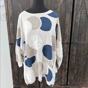 Italian Stylish Blue and Beige Women's Tunic OS
